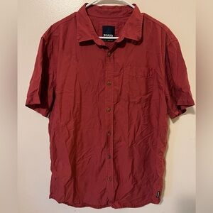 PrAna Men's Deep Red Casual Button Down Shirt